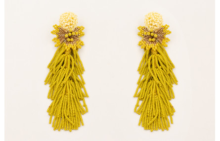 Pendientes perno disco abalorio engarzado amarillo