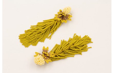 Pendientes perno disco abalorio engarzado amarillo