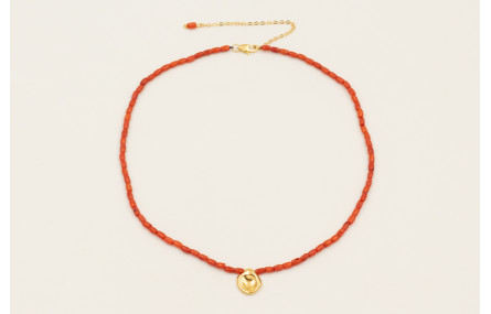 Collar micro tubo de coral con disco aplastado, ci