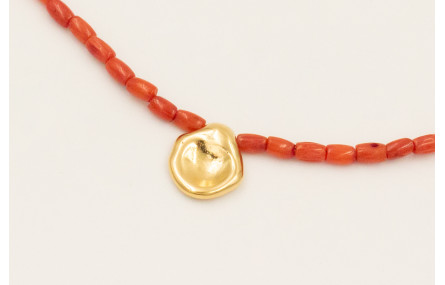 Collar micro tubo de coral con disco aplastado, ci