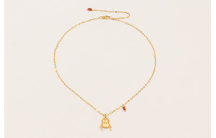 Solitario cadena eslabón pequeño con colgante esca