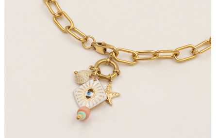 Collar cadena acero inoxidable con colgantes carac