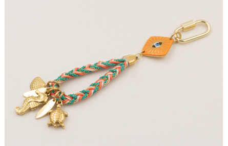 Llavero acero inoxidable con rombo ojo turco esmal