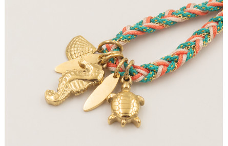 Llavero acero inoxidable con rombo ojo turco esmal