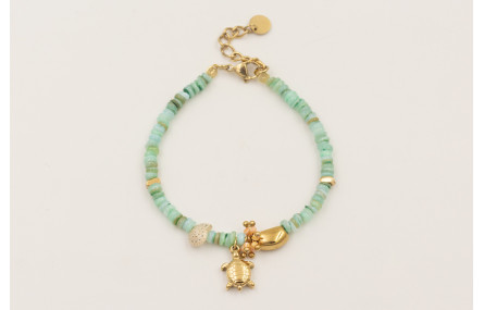 Pulsera discos coral color turquesa, burruño facet