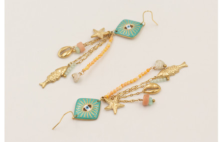 Pendientes acero inoxidable gancho con rombo ojo t