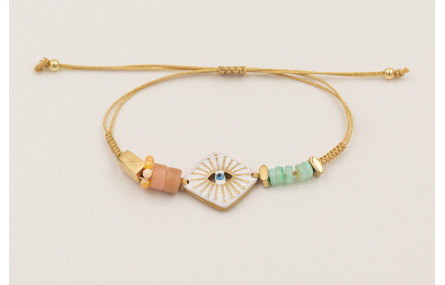 Pulsera de acero inoxidable con hilo dorado nudo s