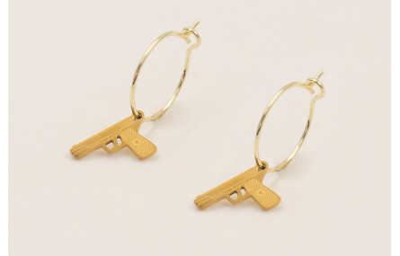 Pendientes de acero inoxidable aro y colgante pist