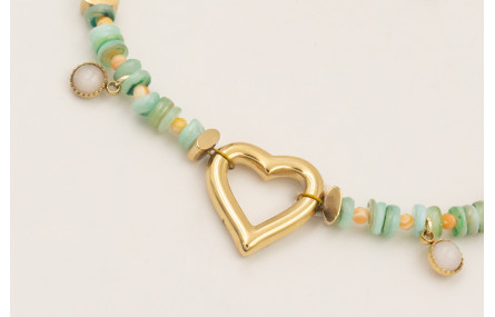 Pulsera discos coral color turquesa, bolas facetad