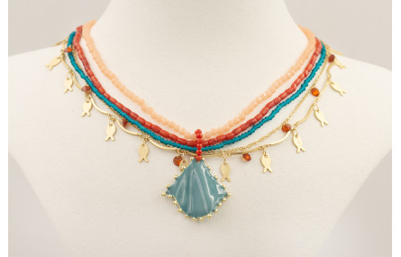 Collar varias vueltas con semipreciosas azules, tu