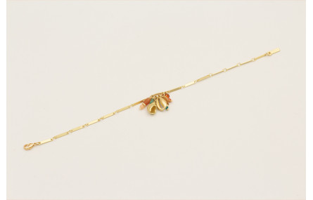 Pulsera cadena listones dorada mate con centro lle