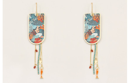 Pendientes semi ovalado con brillos, colgante piez