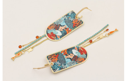 Pendientes semi ovalado con brillos, colgante piez