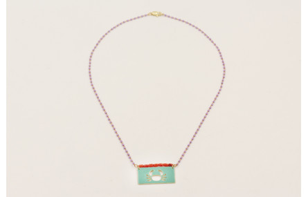 Collar cadena miyuki lila con rectangulo calado ca