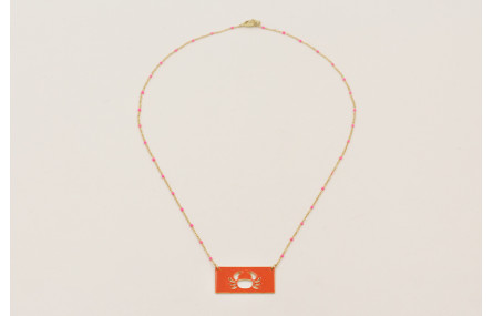 Collar cadena micro esmlate fucsia con colgante re