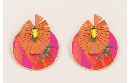 Pendientes flor pétalos coral colgante disco pimie