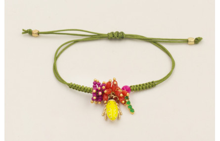 Pulsera hilo verde oliva con nudo serpiente, burru