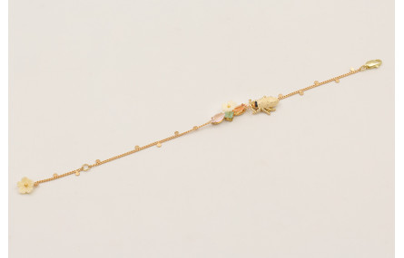 Pulsera cadena chapitas dorada mate con cabujones 