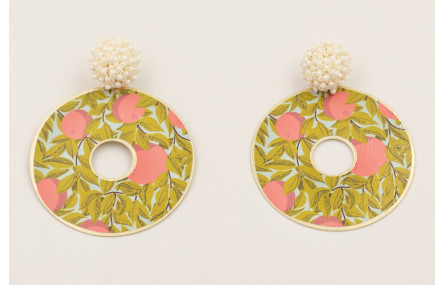 Pendientes perno disco abalorio perladao con colga