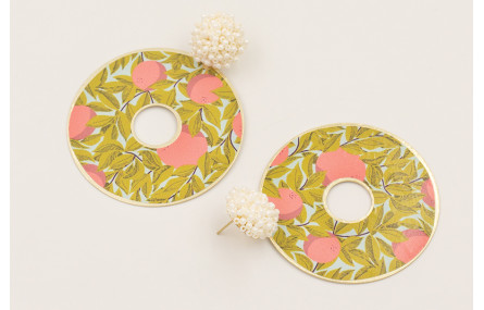 Pendientes perno disco abalorio perladao con colga