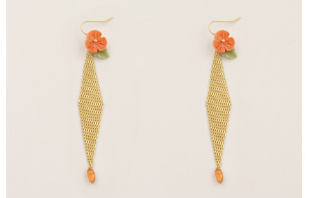 Pendientes gancho sencillo con malla en forma de r