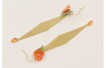 Pendientes gancho sencillo con malla en forma de r