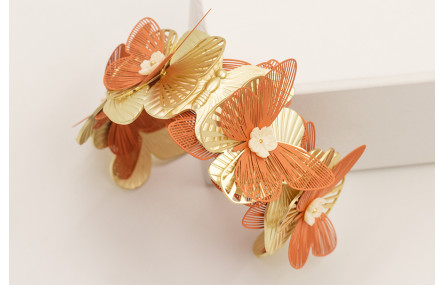 Brazalete mariposas con alas mariposa doradas mate