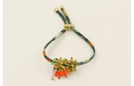 Pulsera liberti flores tonos verdes con burruño mi