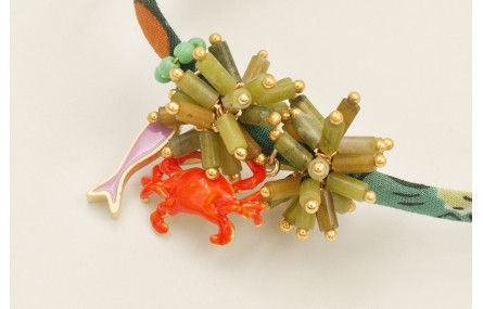 Pulsera liberti flores tonos verdes con burruño mi