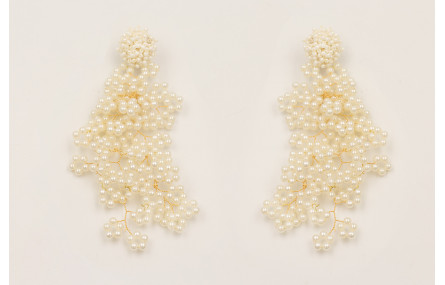 Pendientes ramas de perlas con disco abalorio enga