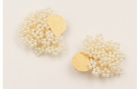 Pendientes perno semi disco satinado con ramas de