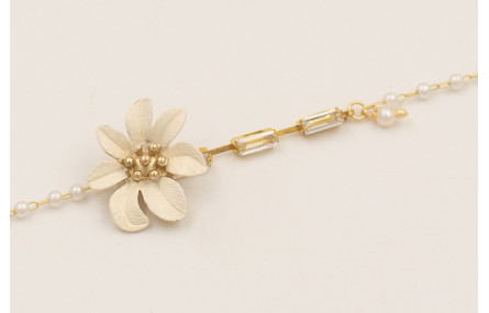 Pulsera cadena perlas, cadena strass bagette crist