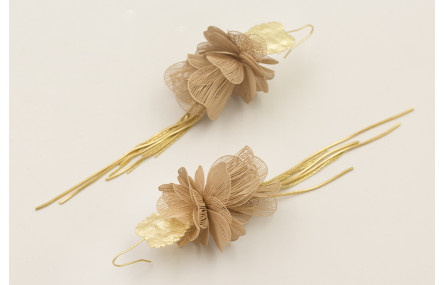 Pendientes perno hoja ovalada con flores moldeable