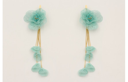 Pendientes lámina satinada con flores moldeables t