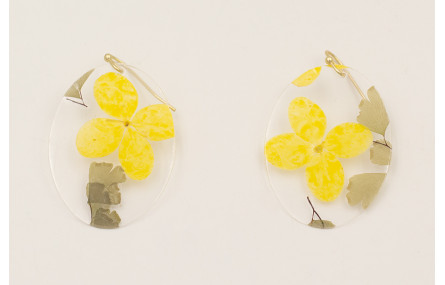 Pendinetes lentejuela ovalo dlores naturales amari