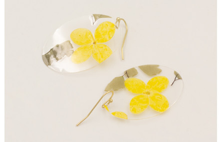 Pendinetes lentejuela ovalo dlores naturales amari