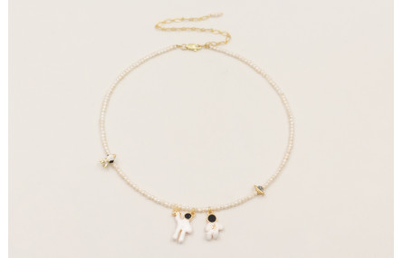 Collar perlas naturales colgantes astronautas estr