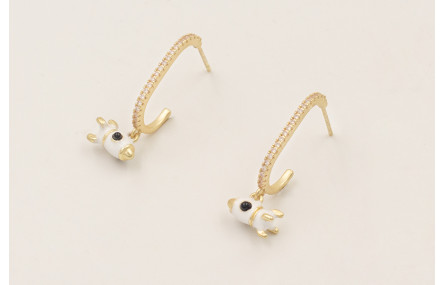 Pendientes colgante cohete esmaltado blanco y negr