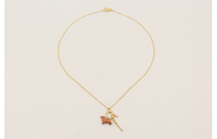 Collar cadena eslabón pequeño dorado con colgante 