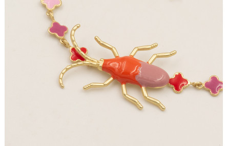 Pulsera cadena mini treboles esmaltados lila,rojo,