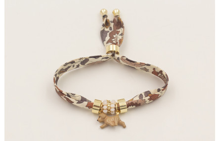 Pulsera lazo liberty tonos marrones con discoa dor