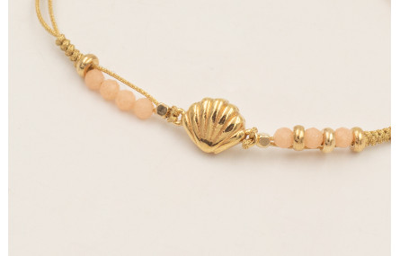 Pulsera ORO18K hilo macramé dorado nudo serpiente 