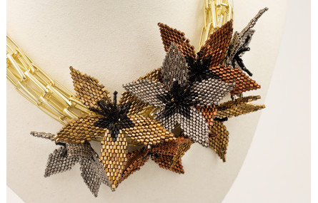 Collar completo piezas tubulares dorado mate con f