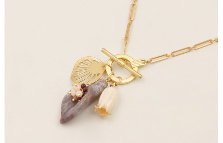 Collar cadena eslabón pequeño dorado mate con tuli