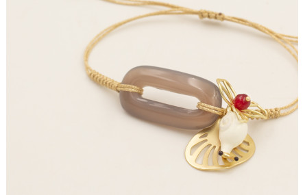 Pulsera hilo dorado con nudo serpiente centro esla