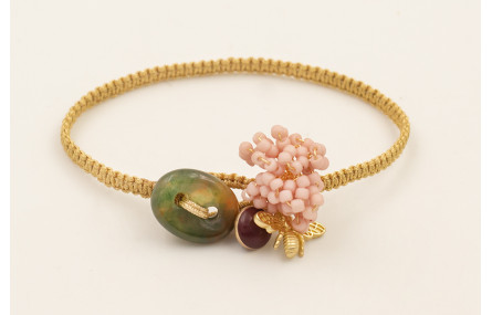 Pulsera hilo dorado nudo macramé cierre eslabón ja