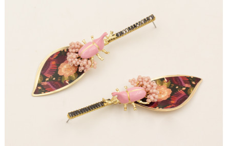 Pendientes cadena strass rectangular negra con col