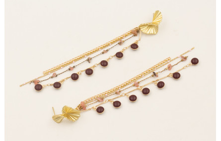 Pendientes perno retorcido dorado mate con flecos