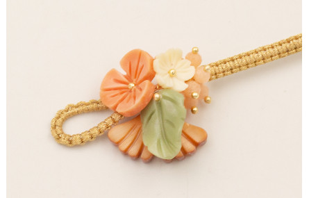 Pulsera cierre eslabón jade marrón, hoja y flores