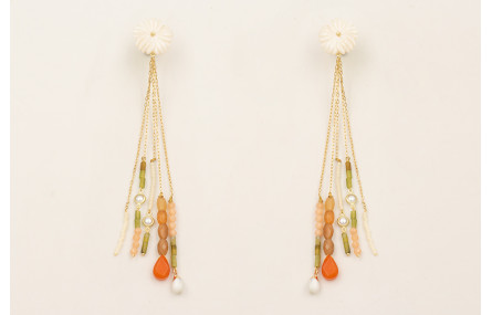 Pendientes fleco cadena eslabón pequeño dorado con